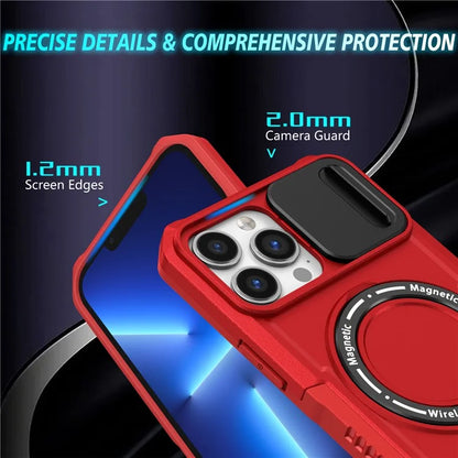For iPhone 13 Pro Max 6.7 inch Magnetic Case with Sliding Camera Cover Kickstand Shockproof Phone Shell