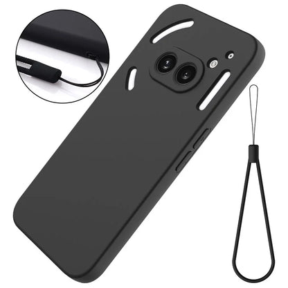 For Nothing Phone (2a) Case with Hand Strap Soft Lining Liquid Silicone Phone Cover
