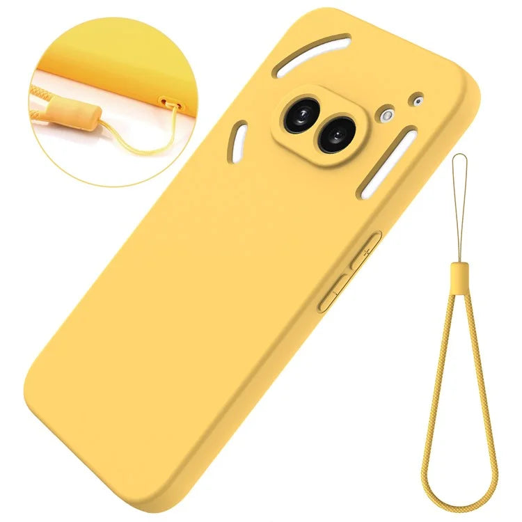 For Nothing Phone (2a) Case with Hand Strap Soft Lining Liquid Silicone Phone Cover