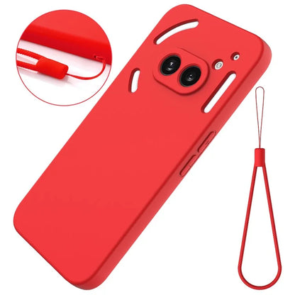 For Nothing Phone (2a) Case with Hand Strap Soft Lining Liquid Silicone Phone Cover
