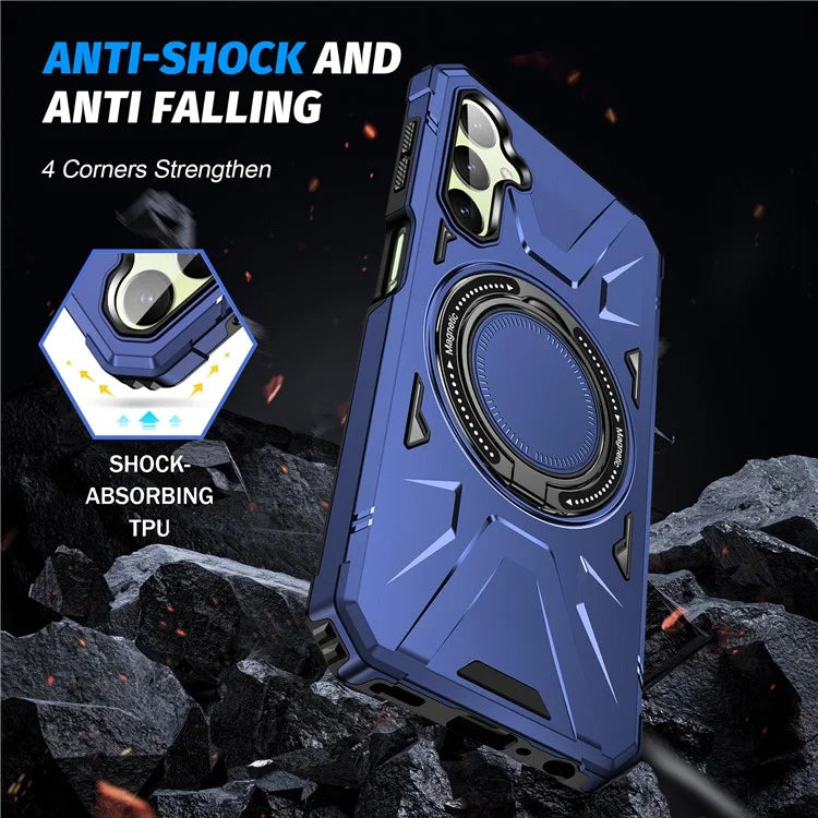 For Samsung Galaxy A05 4G Case TPU+PC Magnetic Phone Cover with Ring Kickstand