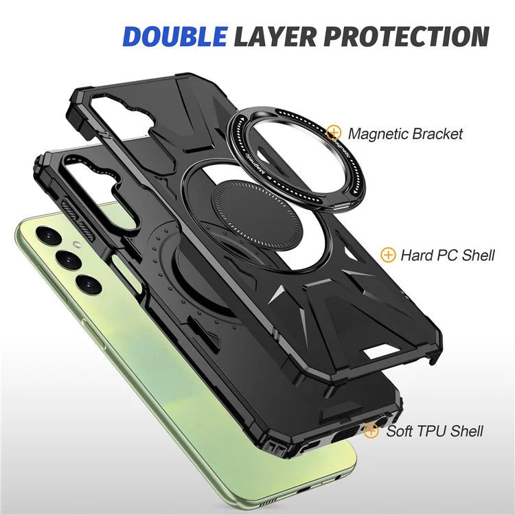 For Samsung Galaxy A05 4G Case TPU+PC Magnetic Phone Cover with Ring Kickstand