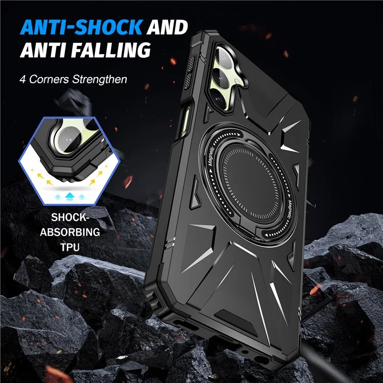 For Samsung Galaxy A05 4G Case TPU+PC Magnetic Phone Cover with Ring Kickstand