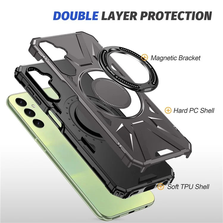 For Samsung Galaxy A05 4G Case TPU+PC Magnetic Phone Cover with Ring Kickstand