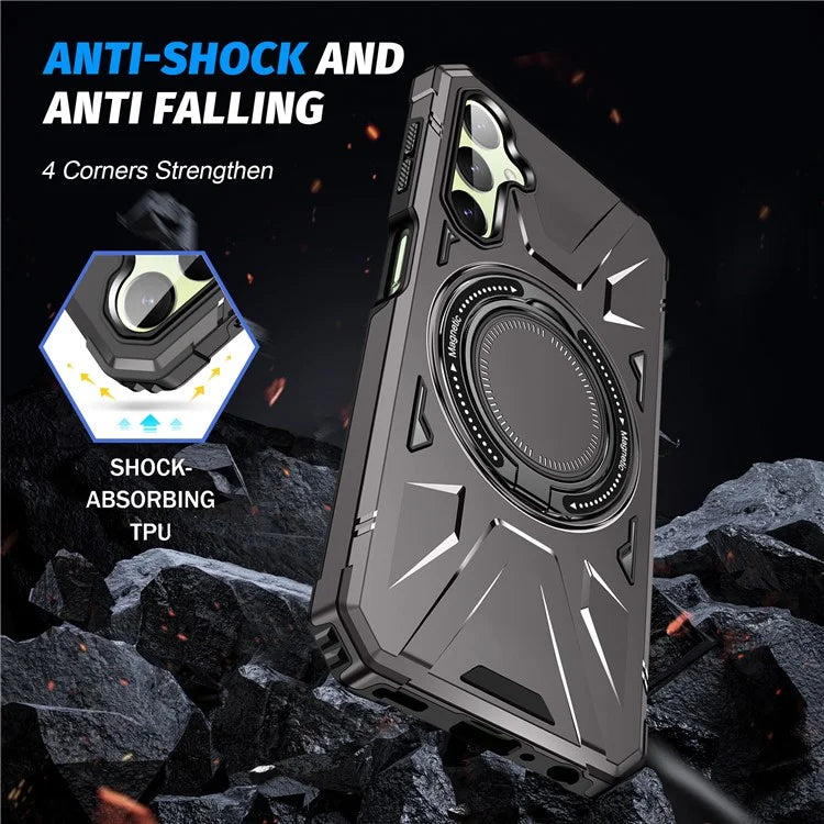 For Samsung Galaxy A05 4G Case TPU+PC Magnetic Phone Cover with Ring Kickstand