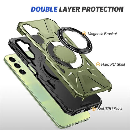 For Samsung Galaxy A05 4G Case TPU+PC Magnetic Phone Cover with Ring Kickstand
