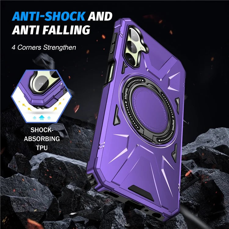For Samsung Galaxy A05 4G Case TPU+PC Magnetic Phone Cover with Ring Kickstand
