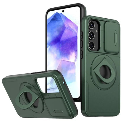 For Samsung Galaxy A35 5G Case with Slide Camera Cover TPU+PC Phone Protectorish Green