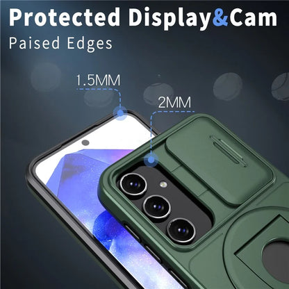 For Samsung Galaxy A35 5G Case with Slide Camera Cover TPU+PC Phone Protectorish Green