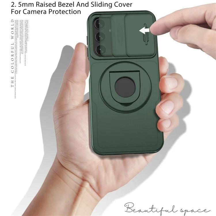 For Samsung Galaxy A15 4G / 5G Case Camera Lid TPU+PC Drop Protection Phone Coverish Green
