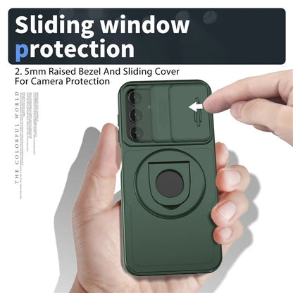 For Samsung Galaxy A25 5G (Global) (161.0 x 76.5 x 8.3mm) Case Kickstand TPU+PC Magnetic Phone Coverish Green