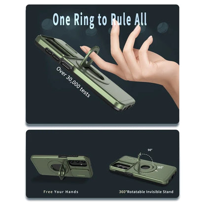 For Samsung Galaxy A05s 4G Case Built-in KickstandTPU+PC Phone Cover Slide Lens Protection
