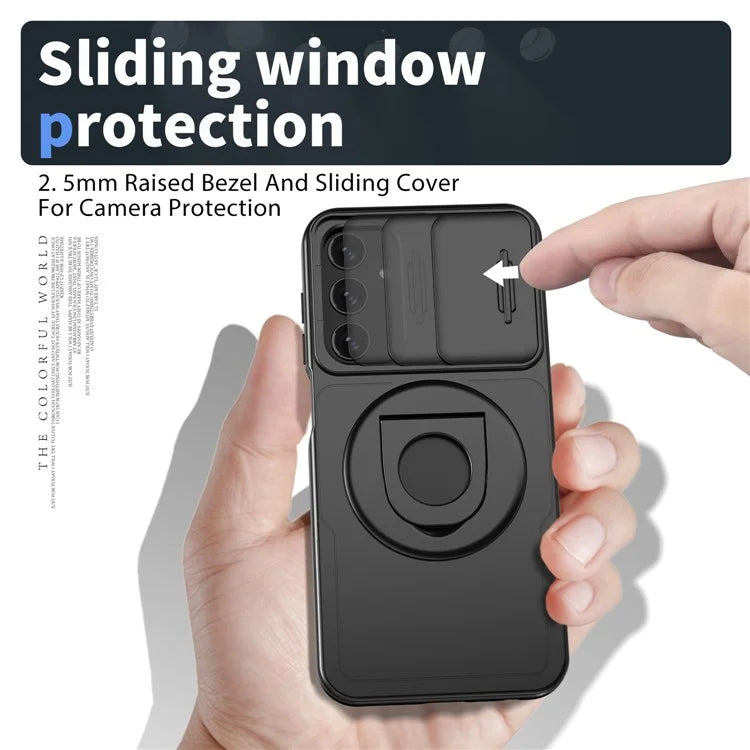 For Samsung Galaxy A05s 4G Case Built-in KickstandTPU+PC Phone Cover Slide Lens Protection