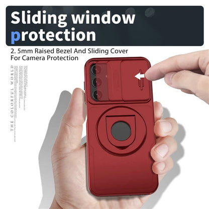 For Samsung Galaxy A05s 4G Case Built-in KickstandTPU+PC Phone Cover Slide Lens Protection