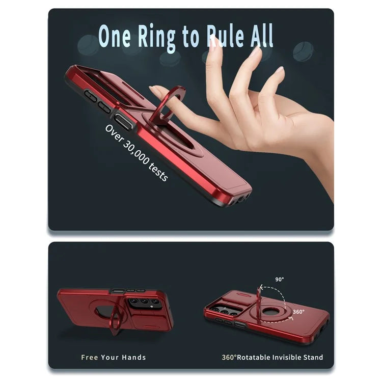 For Samsung Galaxy A05s 4G Case Built-in KickstandTPU+PC Phone Cover Slide Lens Protection