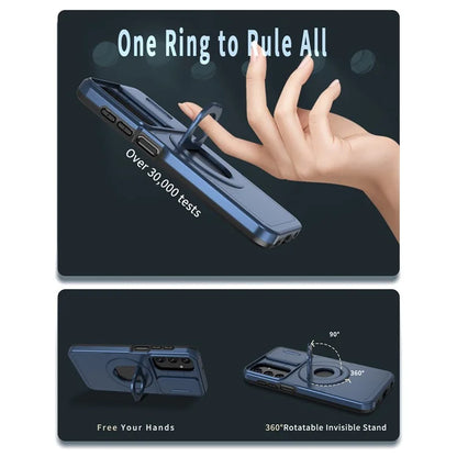 For Samsung Galaxy A05s 4G Case Built-in KickstandTPU+PC Phone Cover Slide Lens Protection