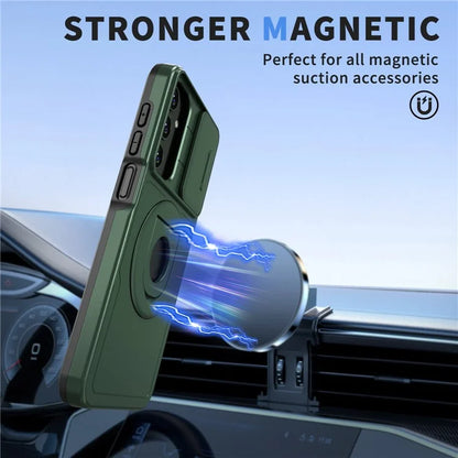 For Samsung Galaxy A05s 4G Case Built-in KickstandTPU+PC Phone Cover Slide Lens Protectionish Green