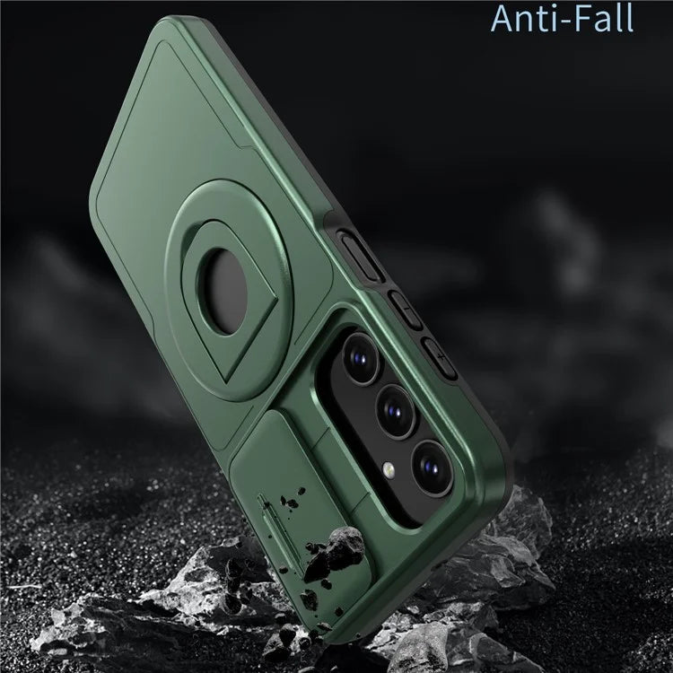 For Samsung Galaxy A05s 4G Case Built-in KickstandTPU+PC Phone Cover Slide Lens Protectionish Green