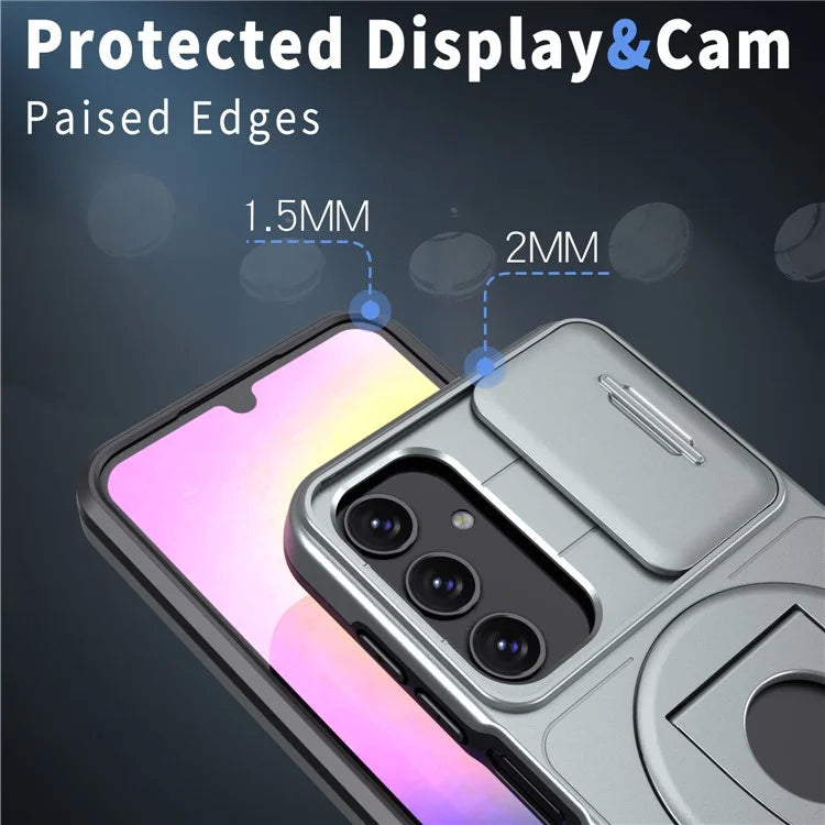 For Samsung Galaxy A05s 4G Case Built-in KickstandTPU+PC Phone Cover Slide Lens Protection