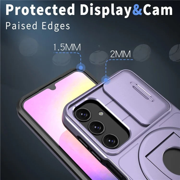 For Samsung Galaxy A05s 4G Case Built-in KickstandTPU+PC Phone Cover Slide Lens Protection