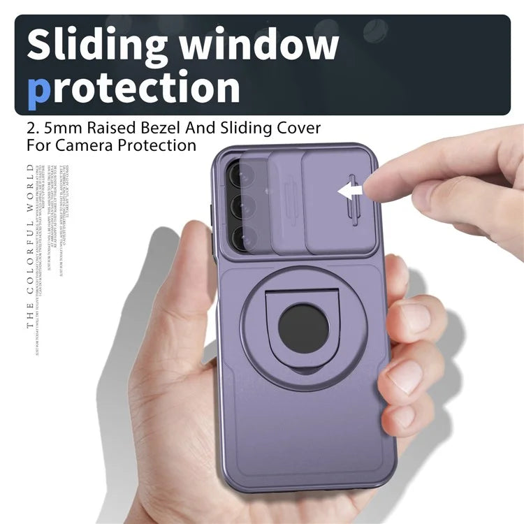 For Samsung Galaxy A05s 4G Case Built-in KickstandTPU+PC Phone Cover Slide Lens Protection