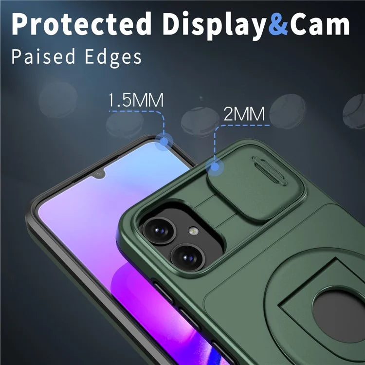 For Samsung Galaxy A05 4G Case Camera Protection Kickstand Dual Layer Hybrid TPU+PC Phone Coverish Green
