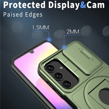 For Samsung Galaxy A34 5G Case Slide Camera Window TPU+PC Magnetic Phone Cover