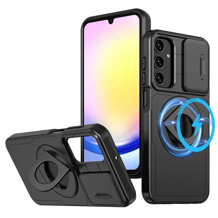 For Samsung Galaxy A34 5G Case Slide Camera Window TPU+PC Magnetic Phone Cover