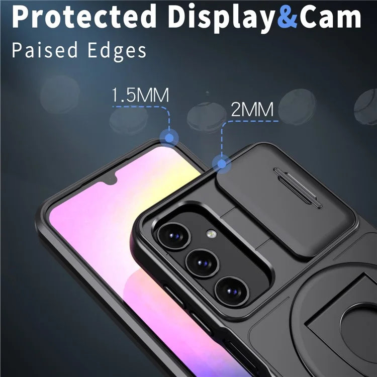 For Samsung Galaxy A34 5G Case Slide Camera Window TPU+PC Magnetic Phone Cover