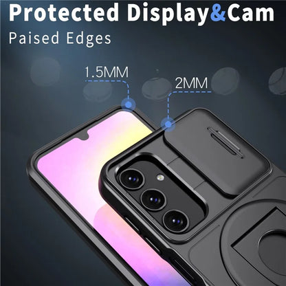 For Samsung Galaxy A34 5G Case Slide Camera Window TPU+PC Magnetic Phone Cover