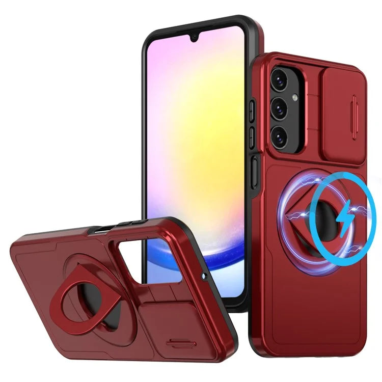 For Samsung Galaxy A34 5G Case Slide Camera Window TPU+PC Magnetic Phone Cover