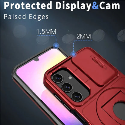 For Samsung Galaxy A34 5G Case Slide Camera Window TPU+PC Magnetic Phone Cover