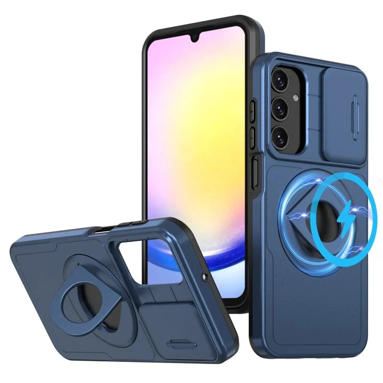 For Samsung Galaxy A34 5G Case Slide Camera Window TPU+PC Magnetic Phone Cover