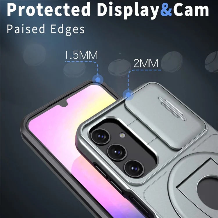 For Samsung Galaxy A34 5G Case Slide Camera Window TPU+PC Magnetic Phone Cover