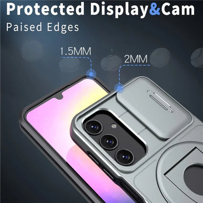For Samsung Galaxy A34 5G Case Slide Camera Window TPU+PC Magnetic Phone Cover