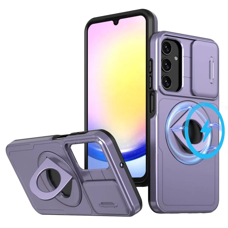 For Samsung Galaxy A34 5G Case Slide Camera Window TPU+PC Magnetic Phone Cover