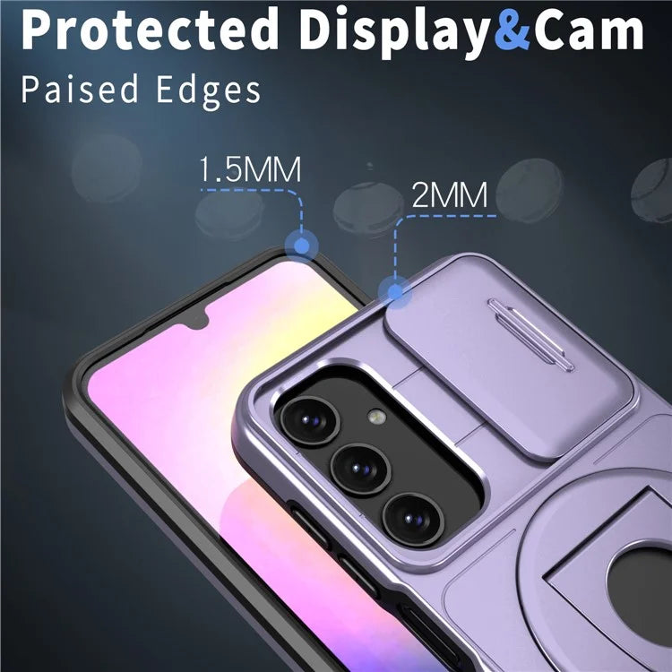 For Samsung Galaxy A34 5G Case Slide Camera Window TPU+PC Magnetic Phone Cover