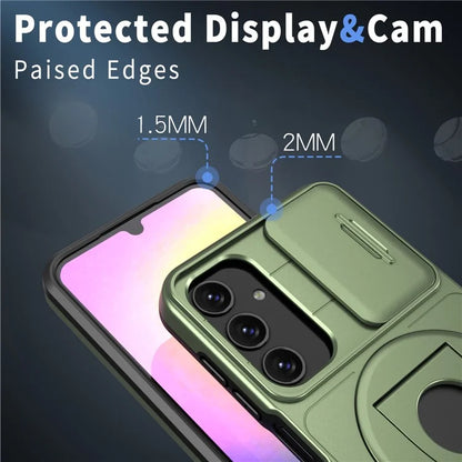 For Samsung Galaxy A24 4G (162.1 x 77.6 x 8.3mm) Case with Kickstand / Slide Camera Cover TPU+PC Phone Shell