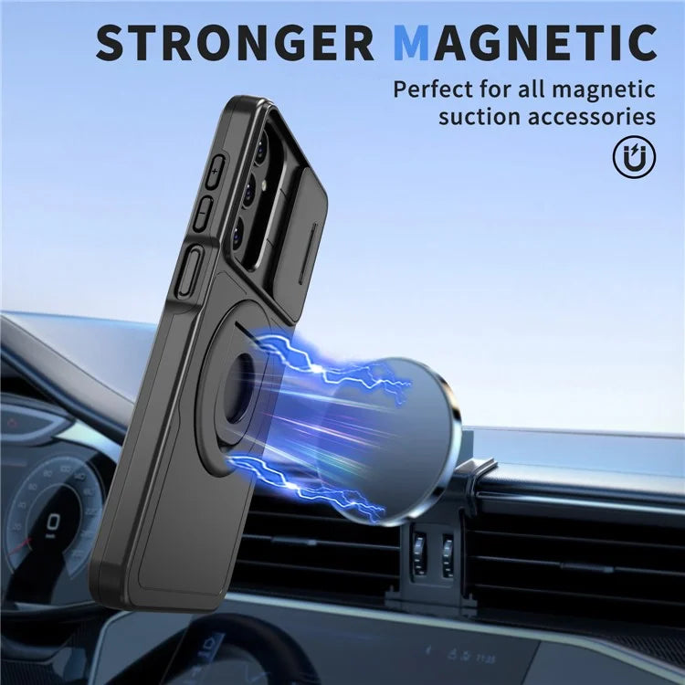 For Samsung Galaxy A24 4G (162.1 x 77.6 x 8.3mm) Case with Kickstand / Slide Camera Cover TPU+PC Phone Shell