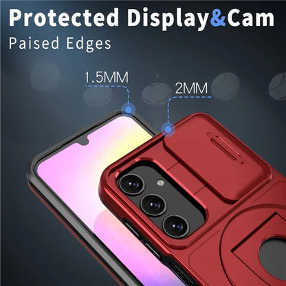 For Samsung Galaxy A24 4G (162.1 x 77.6 x 8.3mm) Case with Kickstand / Slide Camera Cover TPU+PC Phone Shell