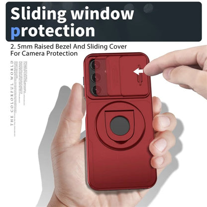 For Samsung Galaxy A24 4G (162.1 x 77.6 x 8.3mm) Case with Kickstand / Slide Camera Cover TPU+PC Phone Shell