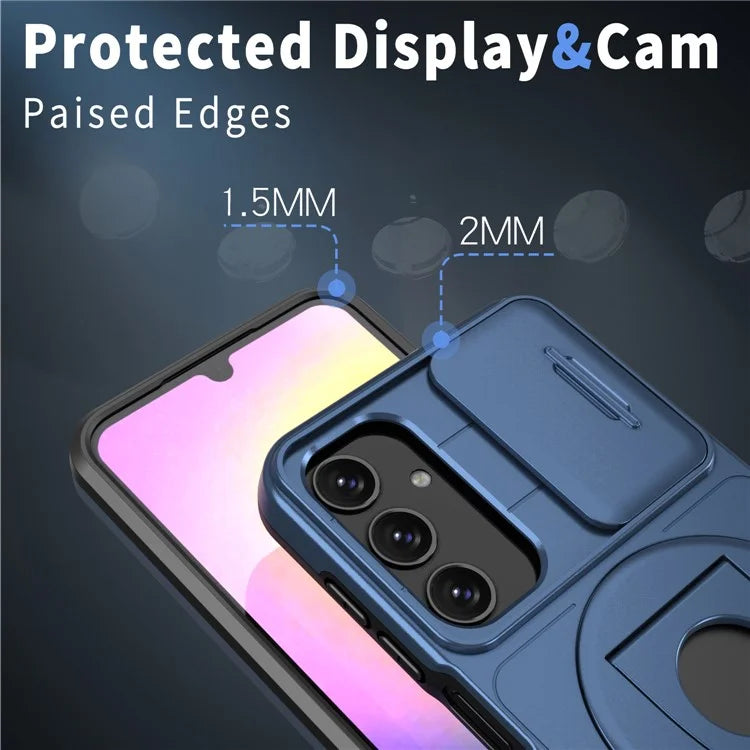 For Samsung Galaxy A24 4G (162.1 x 77.6 x 8.3mm) Case with Kickstand / Slide Camera Cover TPU+PC Phone Shell