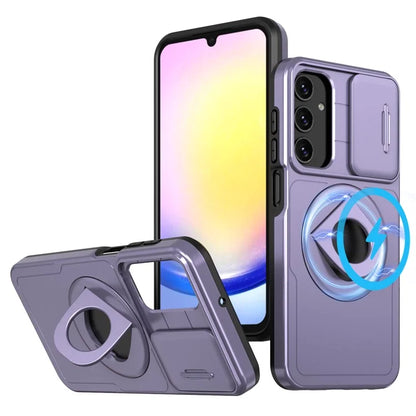 For Samsung Galaxy A24 4G (162.1 x 77.6 x 8.3mm) Case with Kickstand / Slide Camera Cover TPU+PC Phone Shell