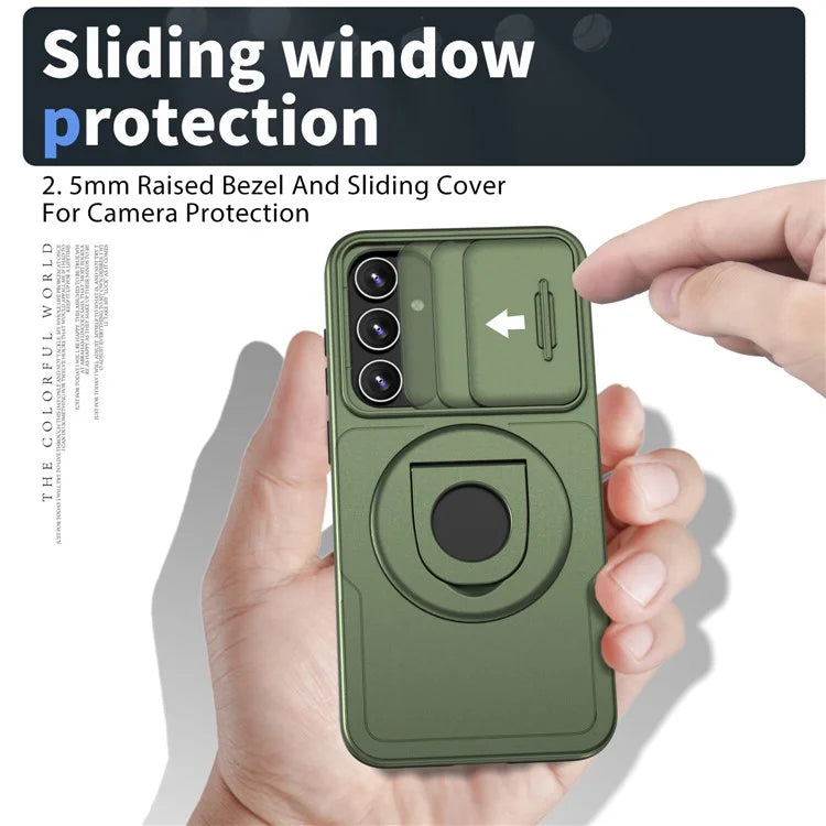 For Samsung Galaxy A13 4G / 5G Kickstand Case Slide Lens Lid TPU+PC Anti-Drop Phone Cover