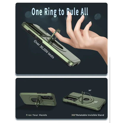 For Samsung Galaxy A13 4G / 5G Kickstand Case Slide Lens Lid TPU+PC Anti-Drop Phone Cover