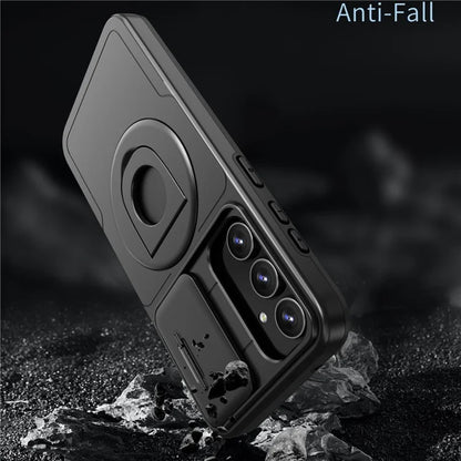 For Samsung Galaxy A13 4G / 5G Kickstand Case Slide Lens Lid TPU+PC Anti-Drop Phone Cover