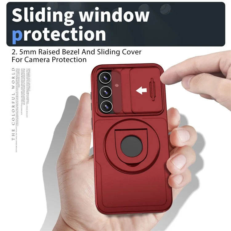 For Samsung Galaxy A13 4G / 5G Kickstand Case Slide Lens Lid TPU+PC Anti-Drop Phone Cover