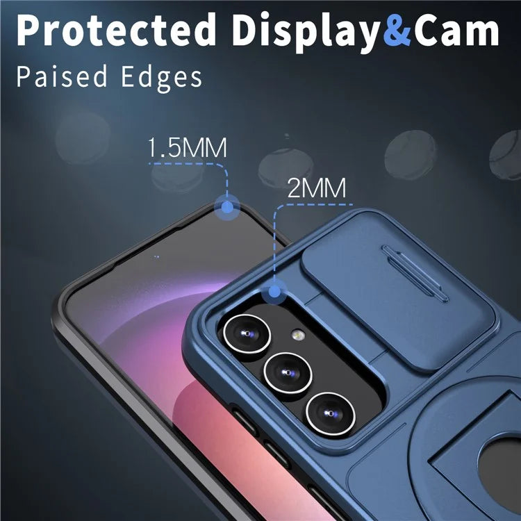 For Samsung Galaxy A13 4G / 5G Kickstand Case Slide Lens Lid TPU+PC Anti-Drop Phone Cover
