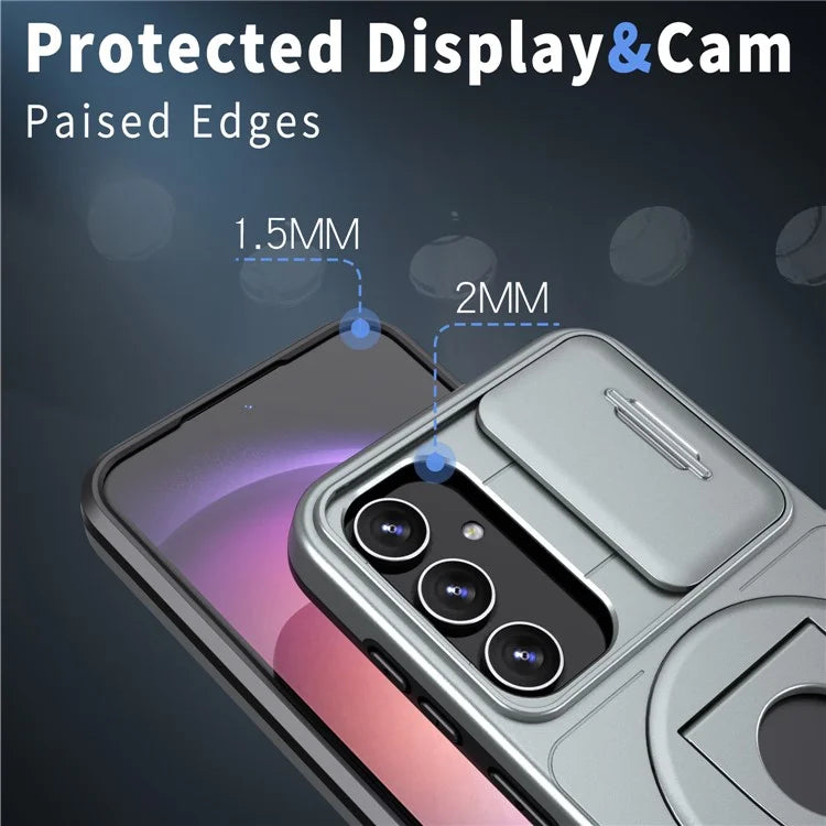 For Samsung Galaxy A13 4G / 5G Kickstand Case Slide Lens Lid TPU+PC Anti-Drop Phone Cover