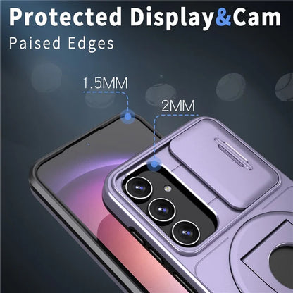 For Samsung Galaxy A13 4G / 5G Kickstand Case Slide Lens Lid TPU+PC Anti-Drop Phone Cover